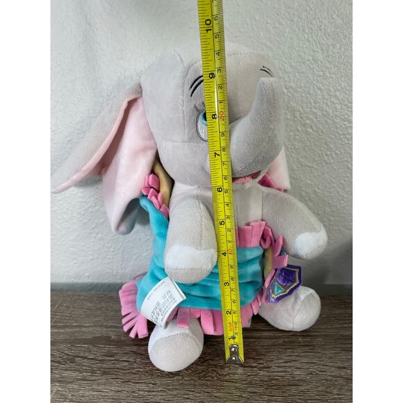 Disney Parks Babies Dumbo Plush Elephant 10" Blue Blanket Skirt Dress Authentic - Picture 3 of 10